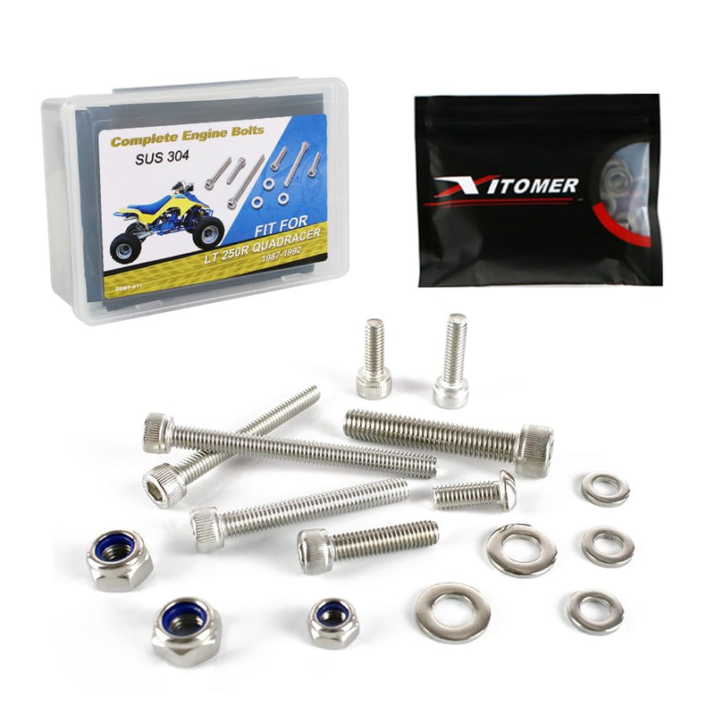 [Australia - AusPower] - Xitomer 125PCS SUS304 ATV Bolt Kit M6 M8 Nuts Kit Stainless Steel Compatible with LT 250R QUADRACER 1987-1992 with Washer/Locknut 