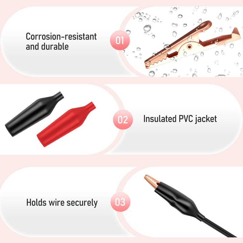 [Australia - AusPower] - 16 PCS Copper Alligator Electric Clips Black & Red Alligator Clips Electrical Soft Insulated Cover Alligators Clip Small Alligators Soft Electric Test Clip for Solder 