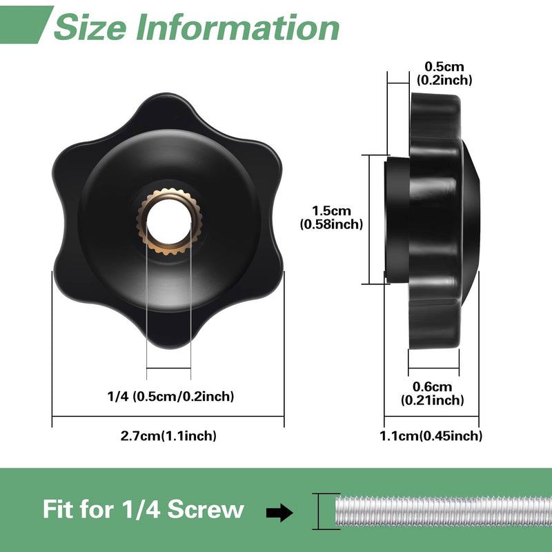 [Australia - AusPower] - 12 Pcs Star knobs, 1/4 20 knob 6 Star Knobs 1/4 Inch 20 Female Threaded Hexagon Head Thru Knob Clamping Knobs Jig Knobs T Knob 