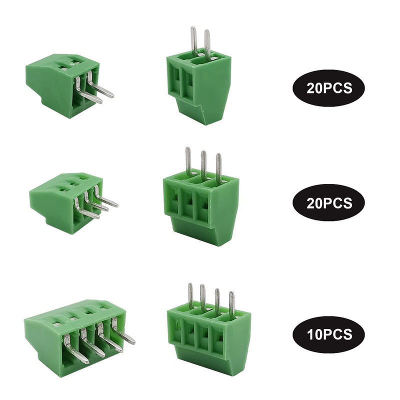 [Australia - AusPower] - CEMYDEYO PCB Screw Terminals, Pack of 50, 2.54 mm 0.1 Inch Pitch PCB Mount Screw Terminal Block, 2 Pin, 3 Pin, 4 Pin Connector, for 26-18AWG Cable 