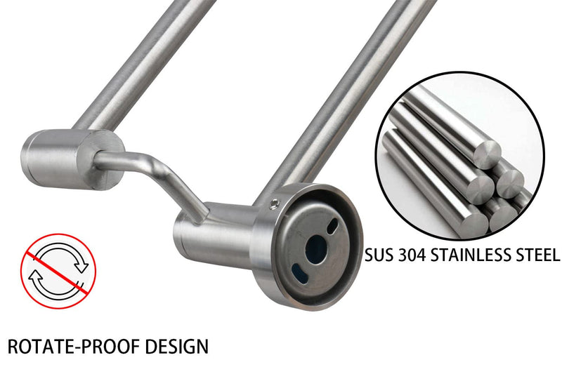 TocTen Double Bath Towel Bar - Thicken SUS304 Stainless Steel Towel Rack for Bathroom, Bathroom Accessories Double Towel Rod Heavy Duty Wall Mounted Towel Holder (Brushed, 30IN) Brushed Nickel Round 30 Inch