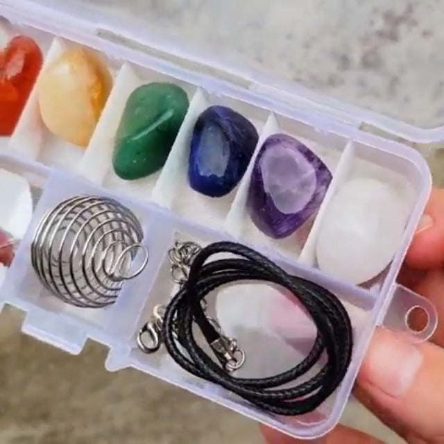 Travel 7 Chakra Set Chakra Crystals and Healing Stones Tumbled Stones Gift