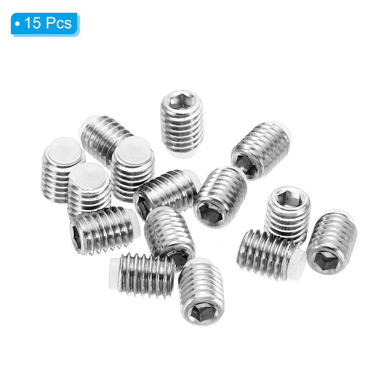 [Australia - AusPower] - PATIKIL M5x6mm Nylon Tip Grub Screw, 15 Pack Metric Hex Socket Head Cup Point Anti Slip Set Screws Internal Hex Drive Hardware, 304 Stainless Steel 