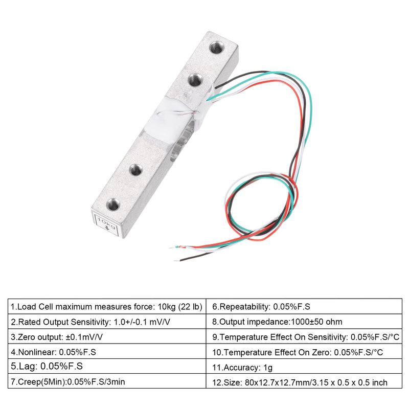 Quartzman HX711 Digital Load Cell 10 kg Module Weighing Sensor Pack of 4 | 24 Bit, Precision A/D, Dual-Channel, for DIY Portable Electronic Kitchen Scale Kit