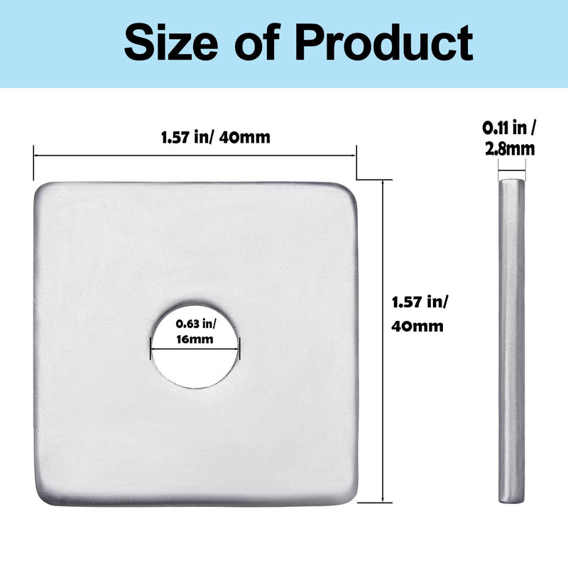 [Australia - AusPower] - Squares Washer Galvanized Heavy Duty Plate Fastener Square Plate Washers, 16mm x 40mm x 40mm x 2.8mm, 20 Pieces 