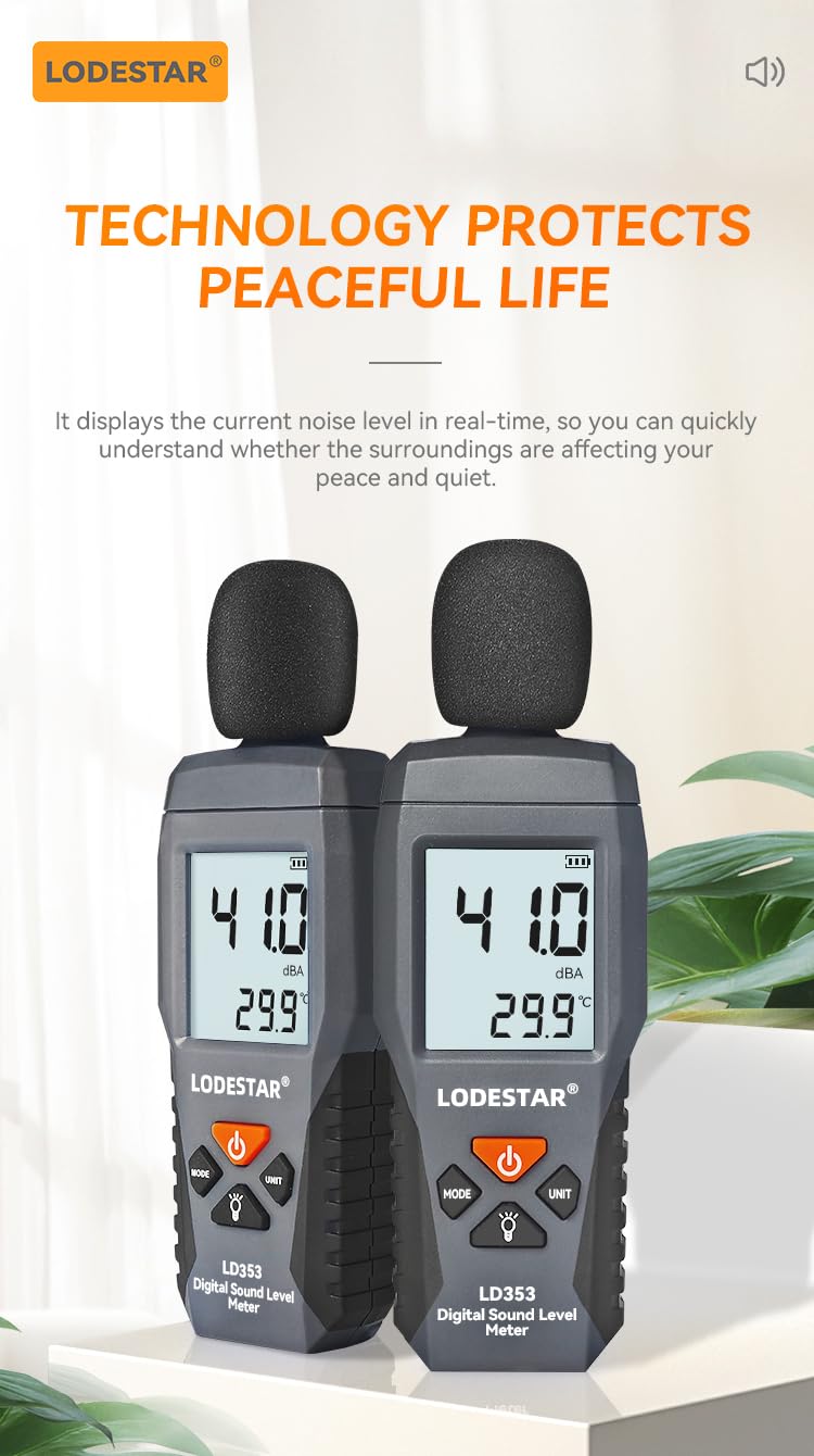 [Australia - AusPower] - Decibel Meter, LD353 Digital Sound Level Meter with Backlit LCD Screen Auto Power off, 30-130dB Portable Audio Noise Volume Measure Device Sound Meter, Max/Min, Data Hold, Use for Home, Office, School 