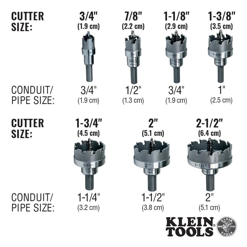 [Australia - AusPower] - Klein Tools 31852 Heavy Duty Hole Cutter, 7/8-Inch Carbide Hole Cutter Cuts Stainless Steel, Mild Steel, Iron, Copper, Brass 7/8" (2.2 cm) 