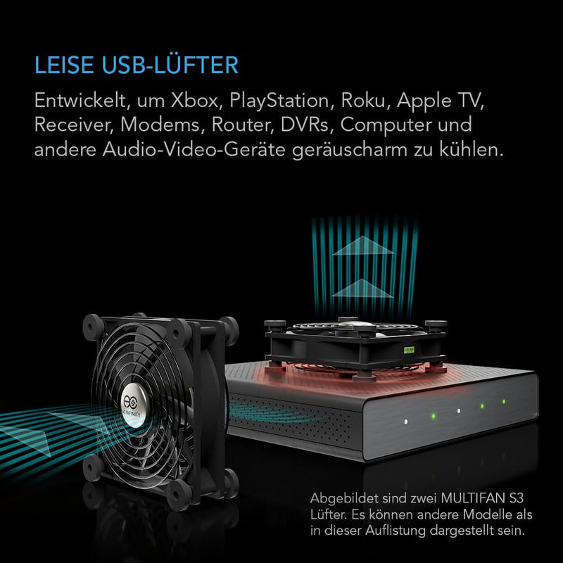 AC Infinity MULTIFAN S7-P, Quiet Dual 120mm AC-Powered Fan with Speed Control, for Receiver DVR Playstation Xbox Component Cooling