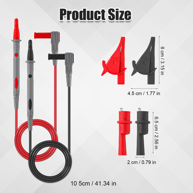 [Australia - AusPower] - 6pcs Multimeter Automotive Test Leads Kit, Banana Plug Test Leads with Needle Probe, Multimeter Leads Kit with 2mm & 4mm Alligator Clips for Digital Electrical Multimeter Testing Set 