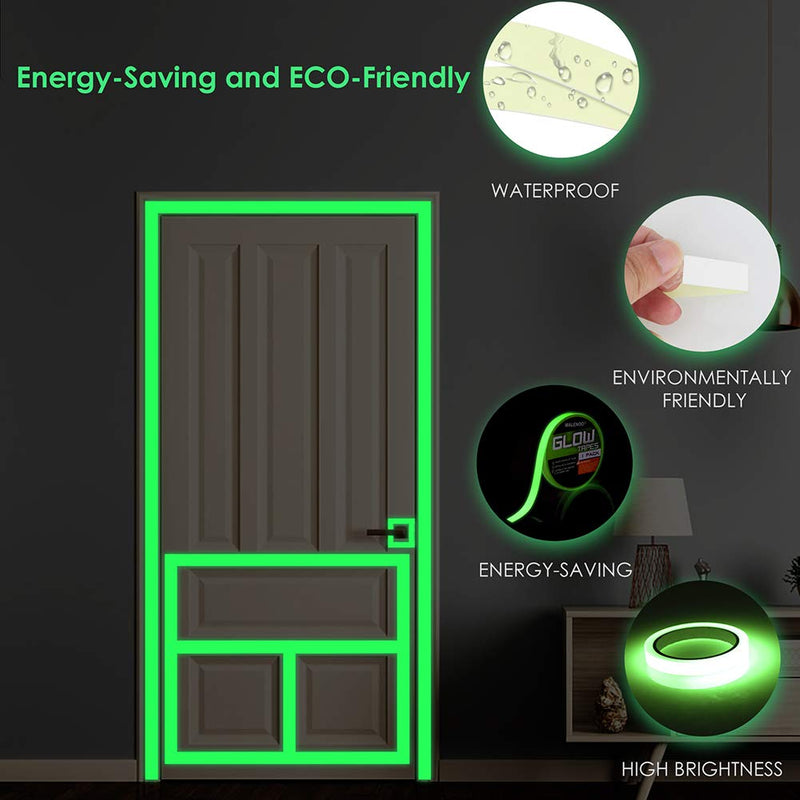 Glow in The Dark Tape 1 Inch x 30 ft Green Fluorescent Spike Sticker Continuous Luminous Tapes for Easter Theater Stage Party Wall Step Emergency Exit 6-8 Hours