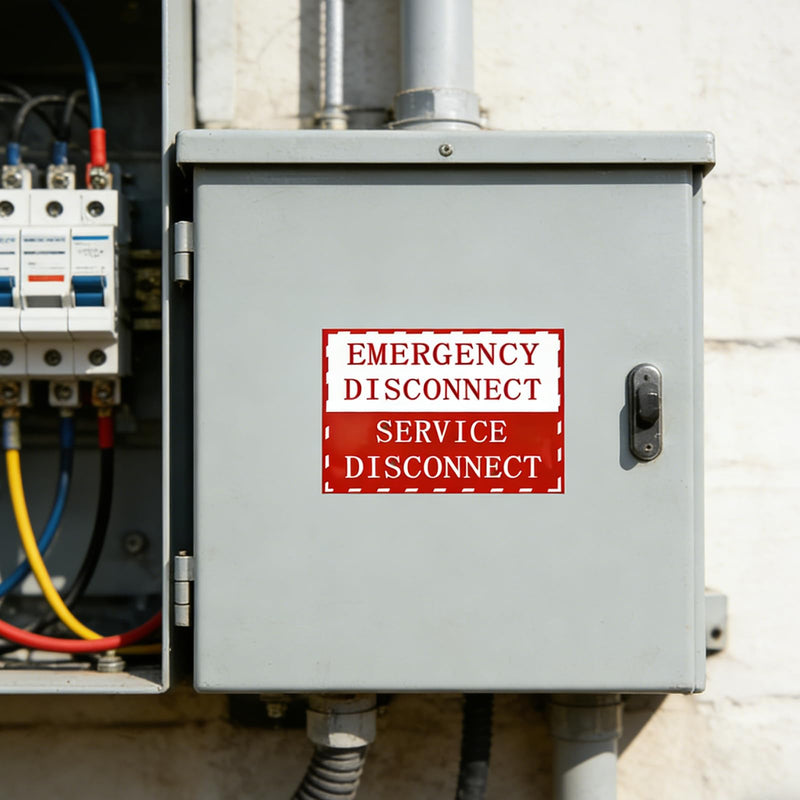 Magnetic Emergency Disconnect Sticker – Reusable PVC Electrical Panel Labels, Strong Hold, NEC Compliant, Suitable for Breaker Box & Circuit Breaker Identification(Set of 7)