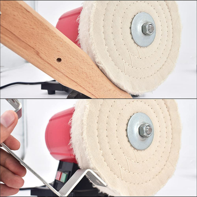 200 mm (70 Layers) Spiral Stitched Polishing Disc Mirror Polishing Disc with 16 mm Bore for Table Grinding Tools, 2 Pieces Polishing Discs Buffing Disc for Grinding Stand
