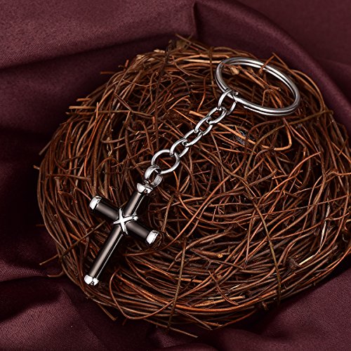Black Cross Prayer Ash Memorial Keychain, Cremation Jewelry Urn Pendant Keepsake Cross 6
