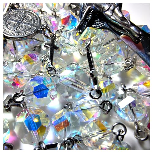 Premium Rosary Beads Chaplet Rotary Cutting Highly refractive Rhombus Artificial Crystal Glass Rosery Cross Catholic Gifts