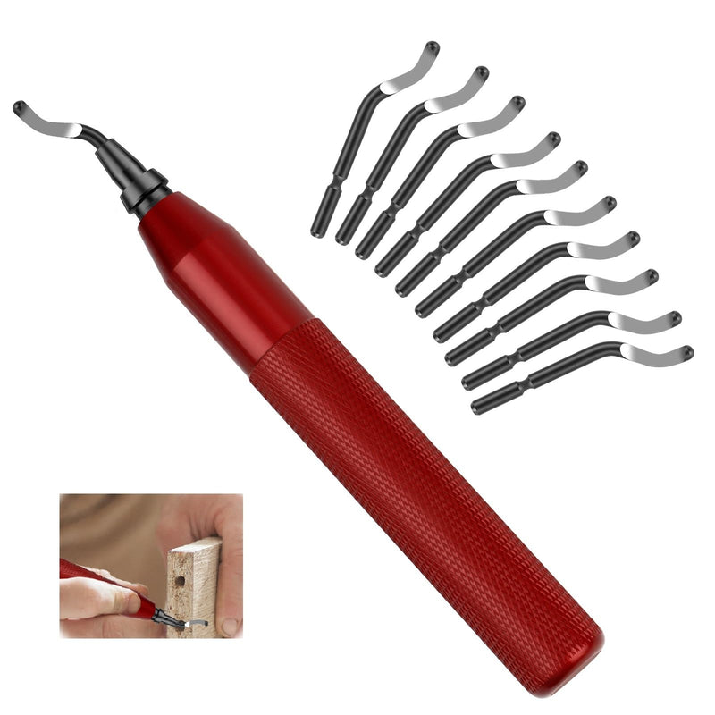 [Australia - AusPower] - Universal deburring tool, 360° rotating blade cutting tool, hand deburring deburring tool with 10 replacement blades, for 3D printers, metal, plastic, PVC, aluminium, stainless steel 