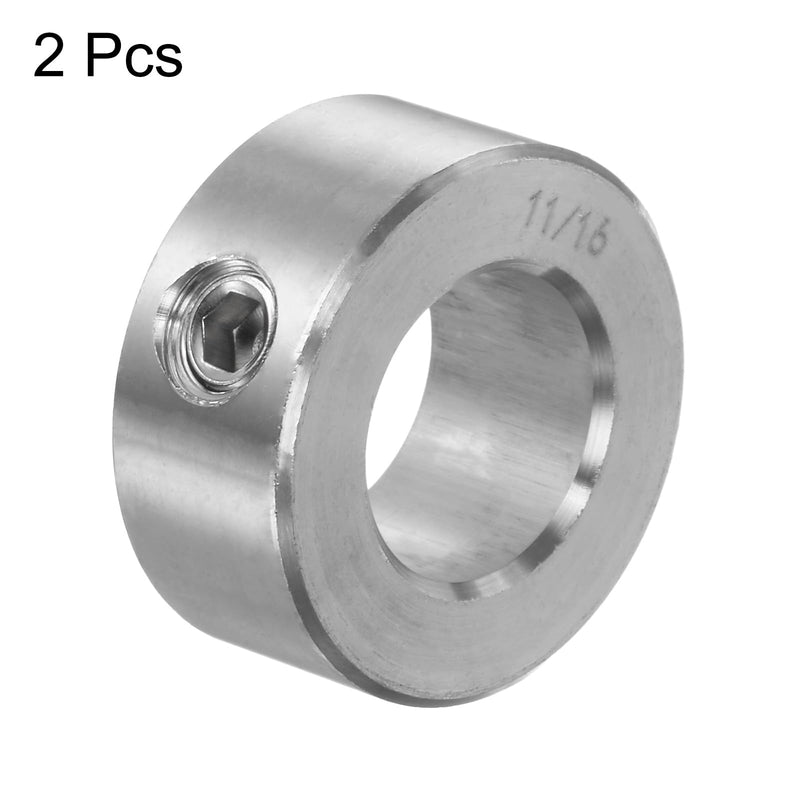 [Australia - AusPower] - 2pcs Shaft Collar 11/16" Bore 304 Stainless Steel Set Screw Shaft Collars, 1-1/4" OD, 9/16" Width, for Wheel Barrow Axle, Gearbox Assemblies, Machine Tools, Industry 
