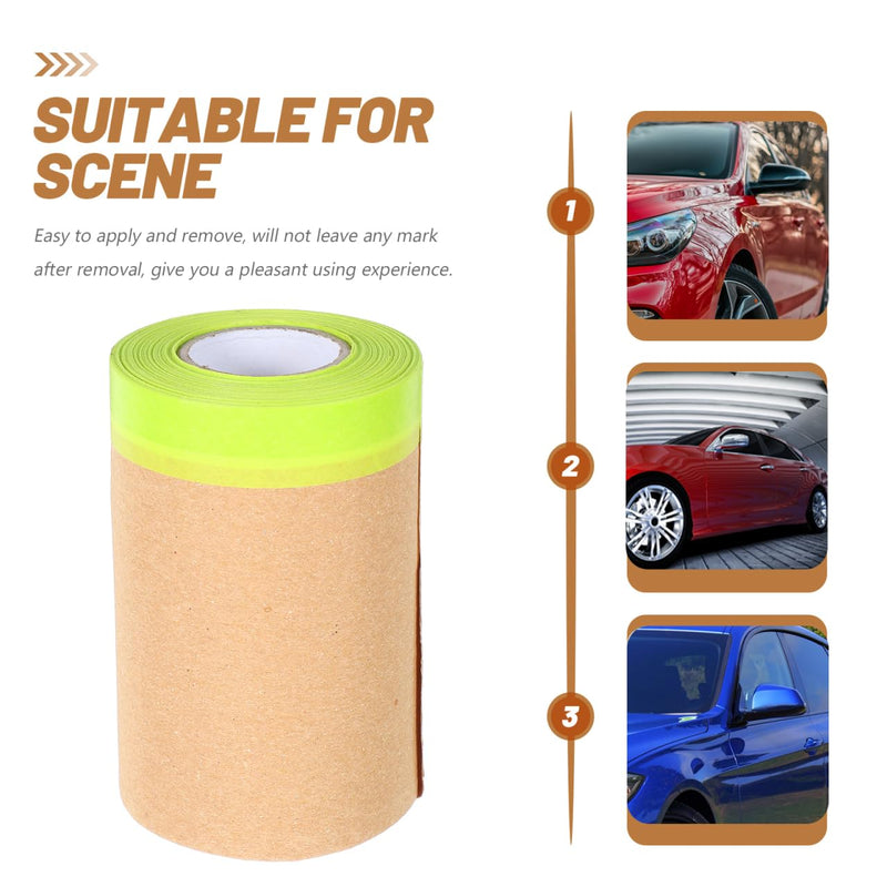 DECHOUS Pre-Taped Masking Paper for Painting, Automotive Paint Protection Roll, Adhesive Drape Paper for Car, Home, Furniture Covering