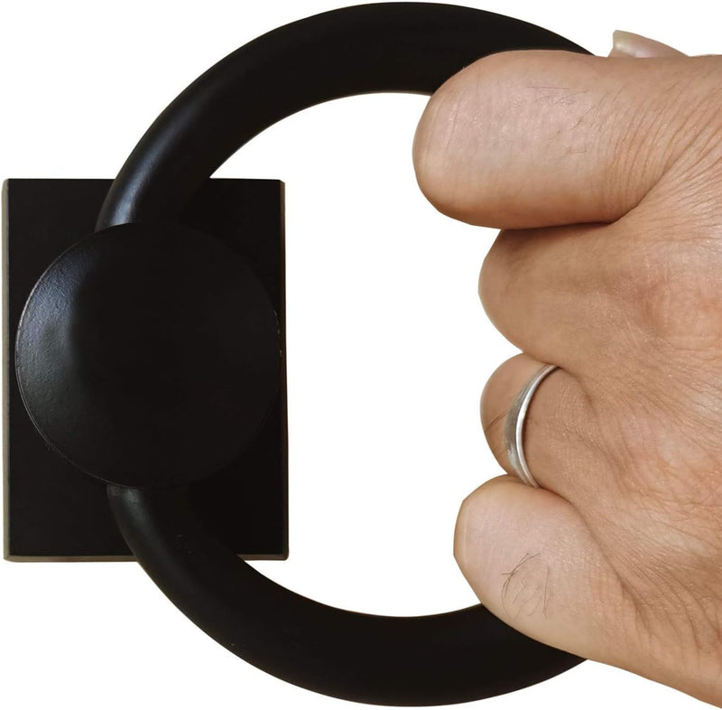 trust4care 3-3/4" Rotatable Matte Black Sliding Barn Door Pull Handles, Flush Folding Ring Gate Pulls, Heavy-Duty Zinc Grip Pull for Hallway Bifold Barn Door, Garage, Garden Fence Wooden Gate 2 3-3/4"