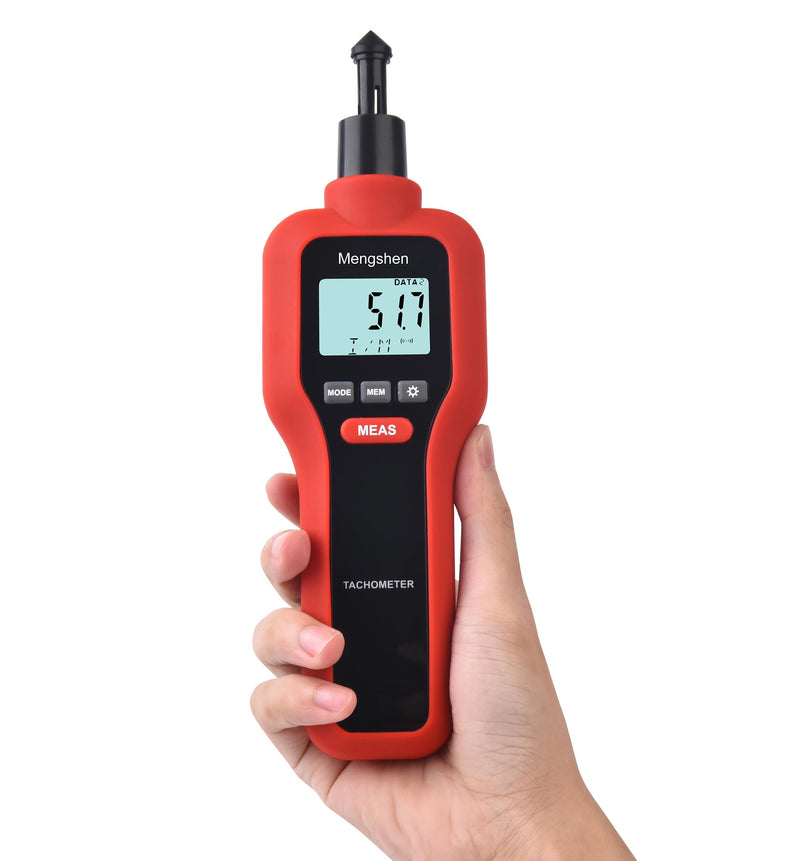 Digital Tachometer, Mengshen 2 in 1 Non-Contact & Contact Speed Meter Rotation Tester - M522 | Non-contact, contact speed measurement