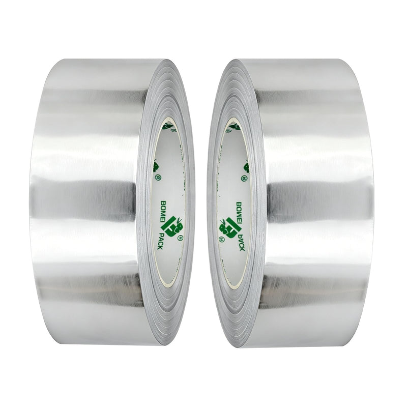 BOMEI PACK Aluminum Foil Tape 2 Pack 3.9Mil x 2inch x 164ft Heavy Duty Metal HVAC Foil Tape,High Temperature Tape Perfect for Sealing, Patching,Air Ducts, Insulation,HVAC and Metal Repair