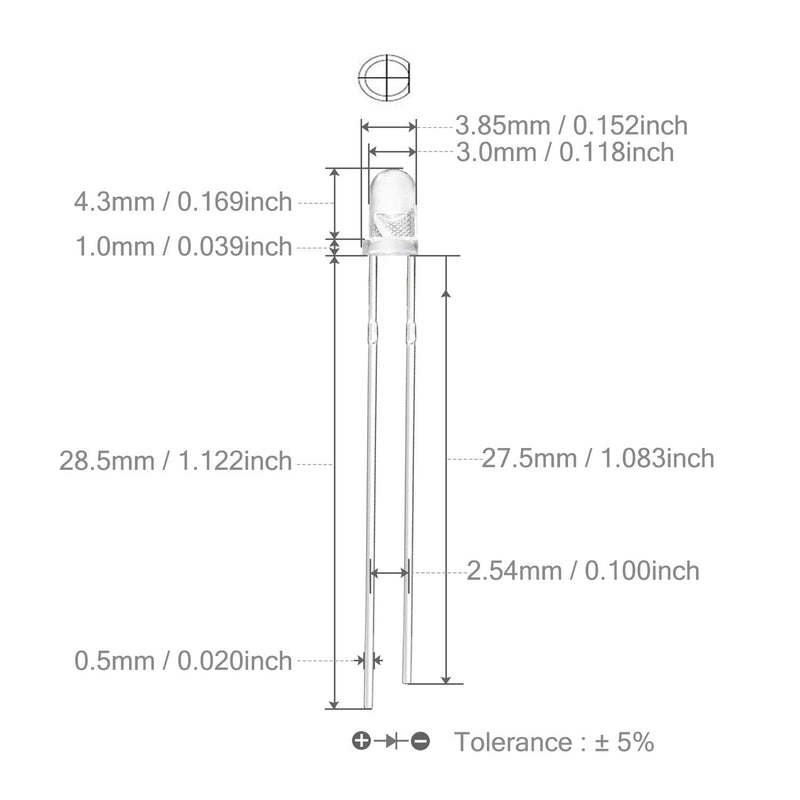 CHANZON Pack of 100 3 mm Infrared Emitter IR 850 nm Emitter LED Diode Lights (Clear Transparent Round Lens DC 1.4 V-1.6 V 20 mA) Light Bulb Lamps Electronic Components Display Light Emitting Diodes