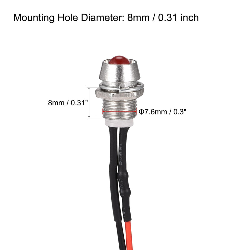 [Australia - AusPower] - uxcell LED Indicator Light AC/DC 110V 8mm Panel Mount Red LED Signal Lamp Metal Shell 2Pcs 