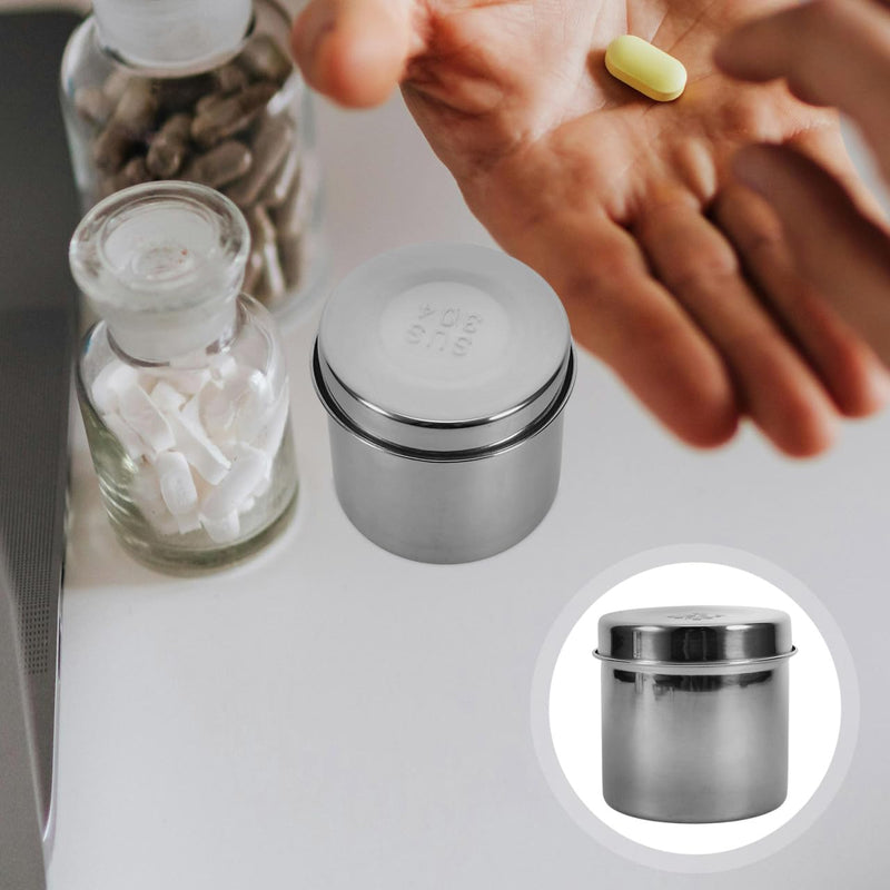 [Australia - AusPower] - 2Pcs Stainless Steel Jars Iodine Gauze Holder Iodophor Jars Stainless Steel Canisters for Hospital Home Kitchen Silver 