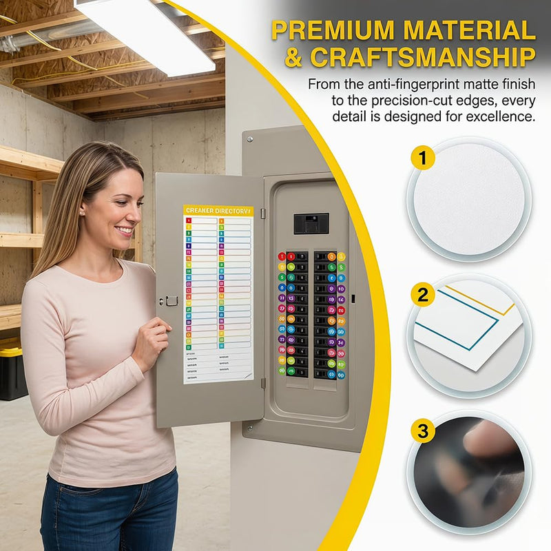10 Sheets Breaker Panel Labels Electrical Box Sticker Numbers Breaker Panel Labels Electrical Sticker Number Catalog Load Center Adhesive Waterproof Reusable（Colorful） Colorful