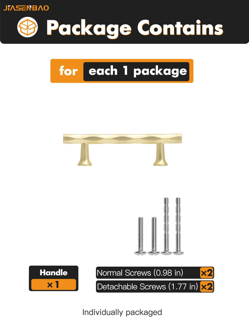 Brushed Gold Cabinet Pulls 3" Hole Center 5 Pack Hammered Brass Cabinet Handles Decorative Kitchen Drawer Dresser Cupboard Bathroom Vanity Cabinet Hardware Rhombus 3"(76mm) Hole Center Brushed Gold