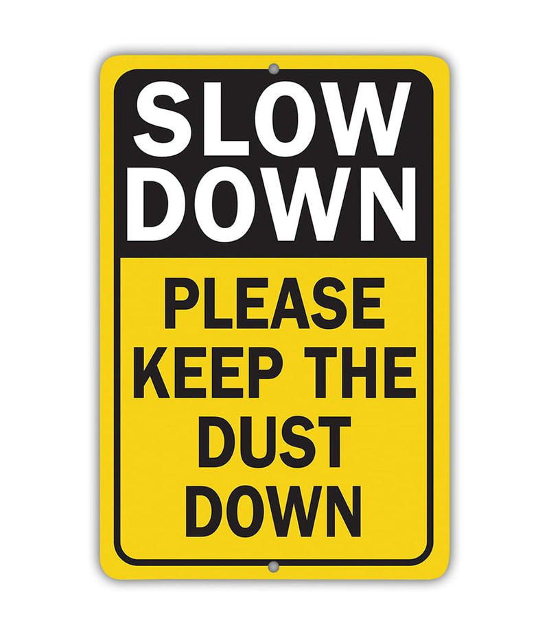 Lone Star Art Slow Down Driveway Warning – 12x18 Aluminum Dust Control for Gravel or Dirt Roads – Yellow Caution Safety for Rural Areas, Private Roads, or Outdoor Traffic Use (Pack of 2) Metal Pack of 2 18"L x 12"W