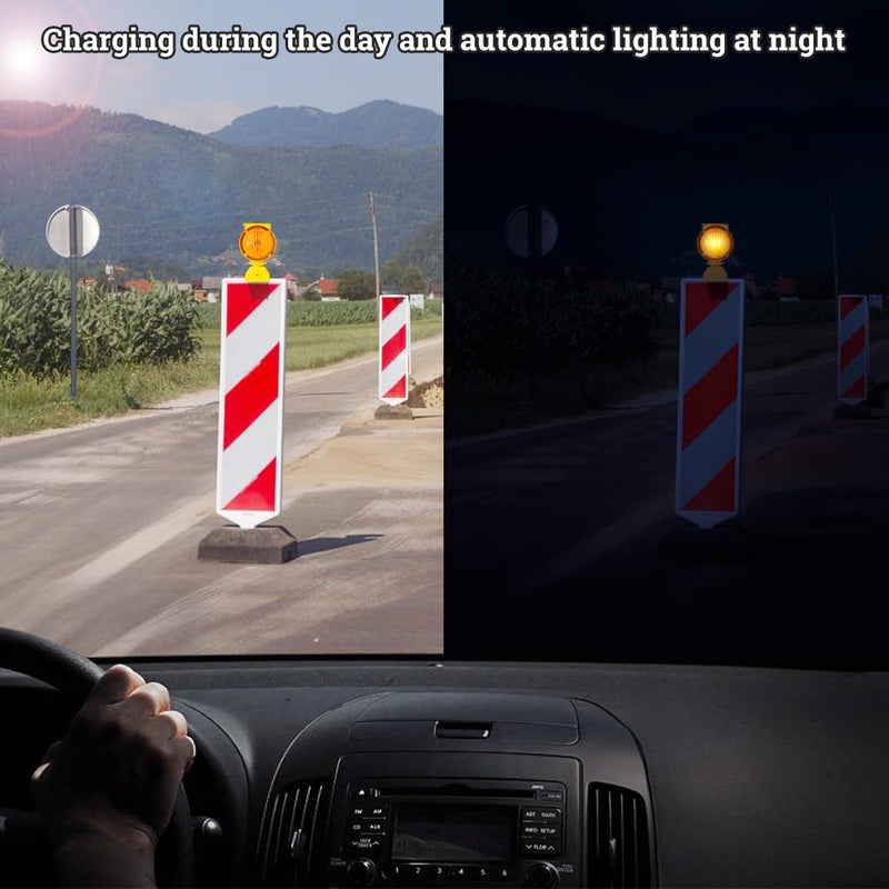 [Australia - AusPower] - Solar Industrial Warning Lights,Wireless Waterproof Rechargeable Safety Barricade Warning Lights,Traffic signal Flashing 2 Sided Visibility Amber LED for Road Construction and Vehicle Emergency 