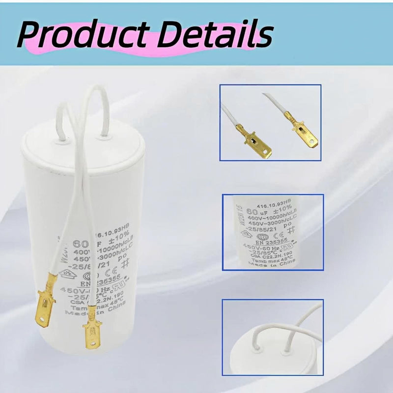 60μF 450VAC Motor Capacitor - FA7147-5 FA7175 Replacement Direct Fit for Rotary & Forward Auto Lift Power Units, Snap-in Mount