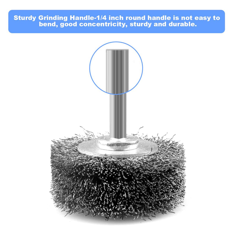 [Australia - AusPower] - LSTOPGO 2 Pieces 50 mm Wire Brush Wheel for Drill, 0.3 mm Coarse Corrugated Carbon Steel Wire, 6.35 mm Round Shank, High Performance Wire Brush for Removing Rust, Corrosion and Paint 