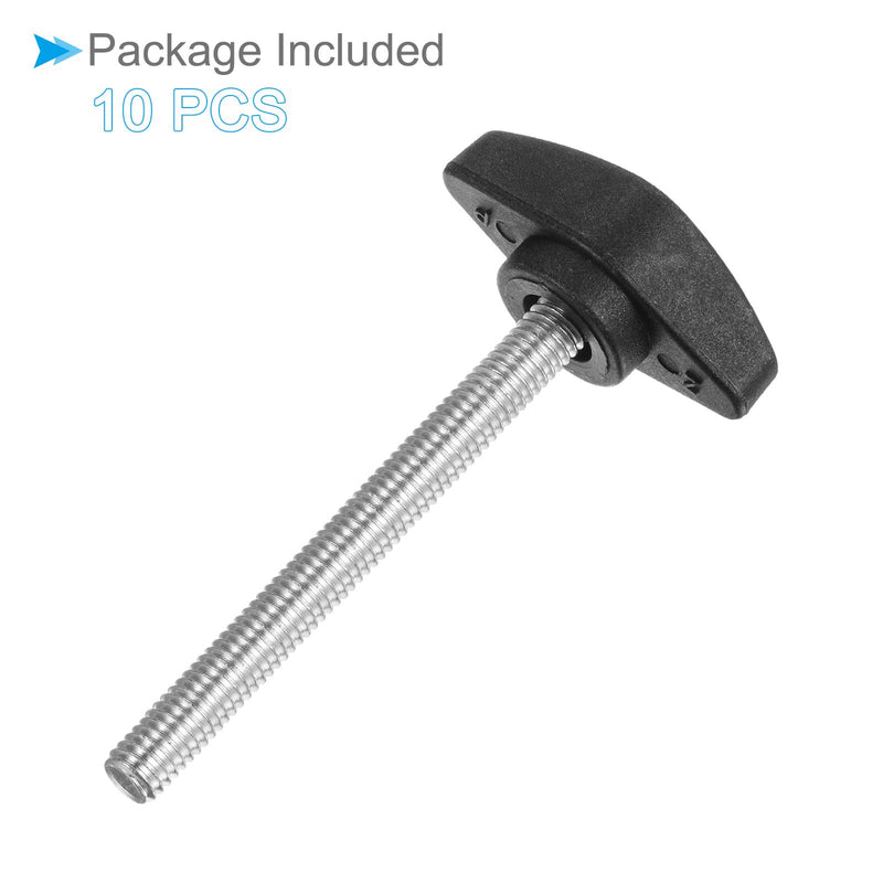 [Australia - AusPower] - Tee Wing Knobs Thumb Screw, M6 x 60mm Male Thread, Plastic T Thumb Clamping Screw Threaded Stud Hand Knobs Grip, (Applications: for Machinery Lathes), 10-Pieces 
