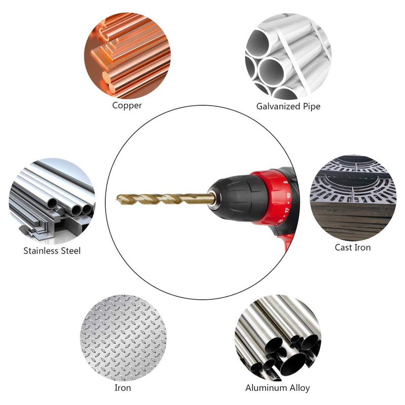5/16 Inch Cobalt Drill Bits - Set of 10 Pcs, BAIDETS M35 High Speed Steel Jobber Drill Bits, Twist Drill Bits Set for Hard Metal, Stainless Steel, Cast Iron, Plastic and Wood 5/16inch, 10PCS