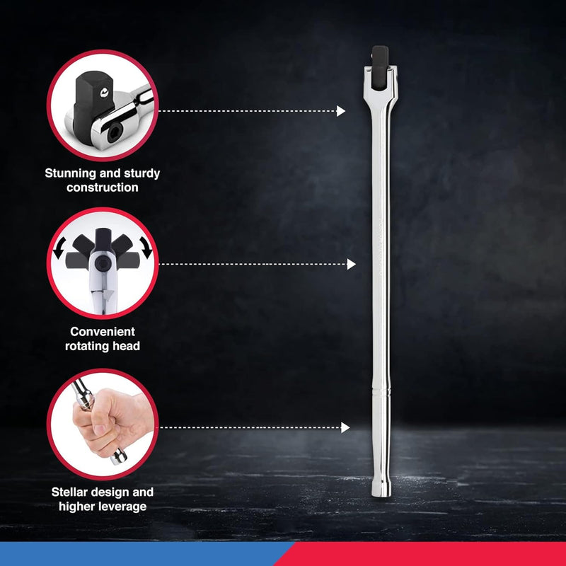 [Australia - AusPower] - Neiko 00211A 1/2-Inch-Drive Extension Breaker Bar, 18 Inches Long, Made with CrV Steel 1/2" Drive 18" Length 