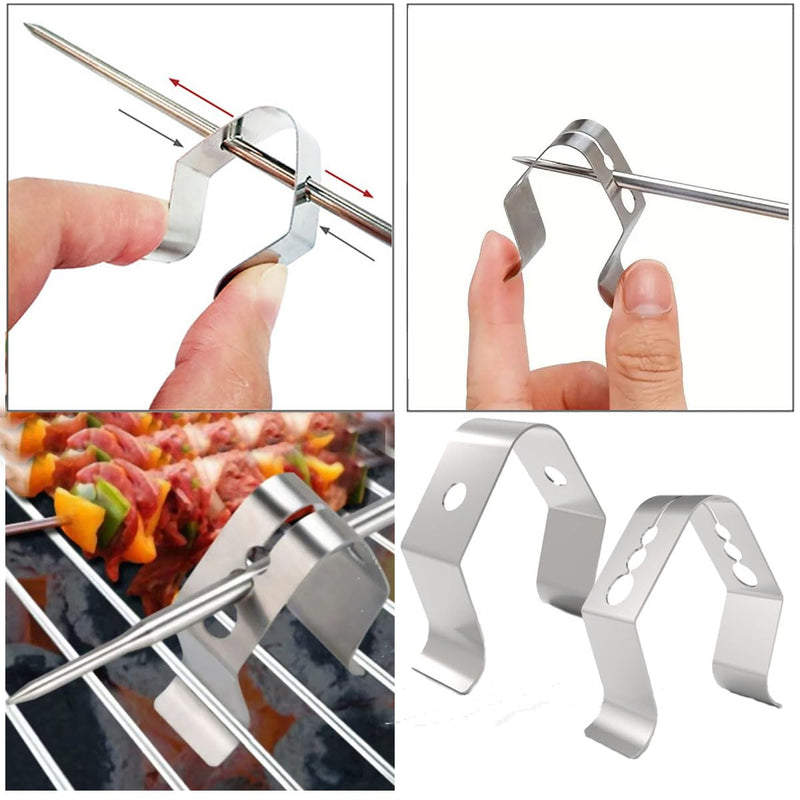 [Australia - AusPower] - 4 Pieces Stainless Steel Safety Probe Clips,BBQ Grill Meat Temp Probe Clip Holder,2-Styles Flexible Probe Clamps for Temp Reading Home Hotel Store Mix Size 