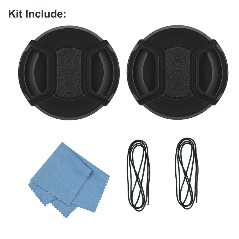 [Australia - AusPower] - SIOTI 67mm Lens Cap, 2 Packs + 1 Piece Cleaning Wiper, Model:LC-67, Compatiable with Camera Lens & Lens Filter & Filter Adapter Ring etc.(67mm) 67 mm 