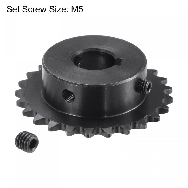 [Australia - AusPower] - uxcell 25 Tooth Roller Sprocket B Type, #25 Chain, Single Strand 1/4" Pitch, 14mm Bore Black Oxide C45 Carbon Steel, Keyway with Set Screws for ISO 04C 