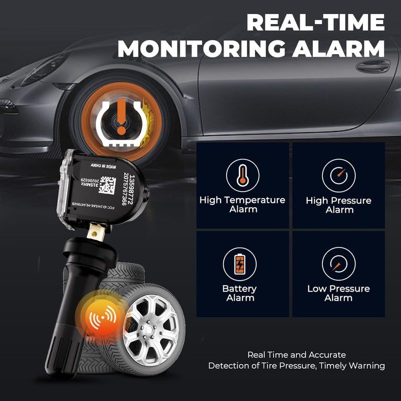 13598772 TPMS Sensor, GM Tire Pressure Monitoring System Sensor for Chevy Silverado Buick Cadillac GMC Hummer Saturn SAAB, 315mhz Replaces 13586335 13598771 13581558 Set of 4 4 pieces - 13598772