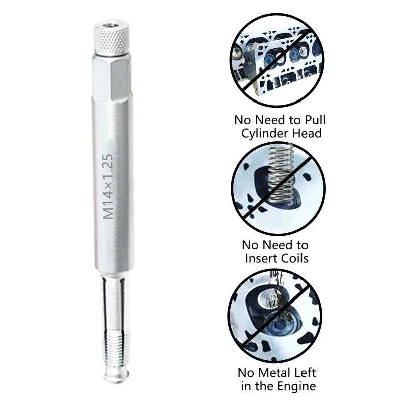 [Australia - AusPower] - DPTOOL 14mm Back Tap Spark Plug Thread Repair Tool M14x1.25 Thread Chase Tap for Repairing Threads and Preventing Metal Shavings from Entering The Cylinder 