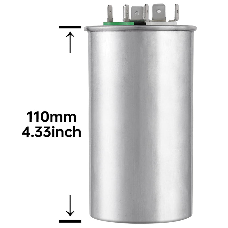 BOJACK 35+10 uF ±6% 35/10 MFD 370/440 VAC CBB65B Dual Run Start Round Capacitor for Condenser Straight Cool or Heat Pump Air Conditioner or AC Motor and Fan Starting