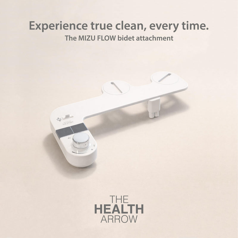 MIZU FLOW - Non-Electric Bidet Attachment for Toilet Seat, Adjustable Water Pressure & Spray Angle, Fresh Water, Hygienic, Self Cleaning, Dual Nozzles (Front & Rear Wash), DIY Easy Install (White)