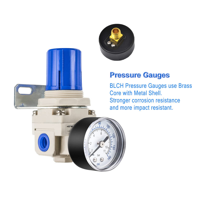 [Australia - AusPower] - 1/4" NPT Air Pressure Regulator - Air Regulator for Compressor,Air Compressor Regulator Air Drying System AR2000-02 Gauge 0-160 PSI 