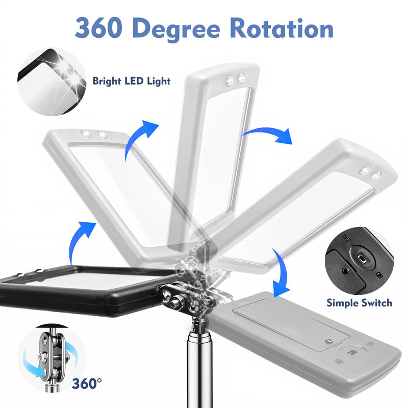 [Australia - AusPower] - 4 Pcs Telescoping Mirrors, LED Lighted Inspection Mirror Telescoping, 360 Rotation Mechanic Mirror Extendable, Flexible Telescopic Mirrors Tool for Checking Vehicle Observing Small Parts 