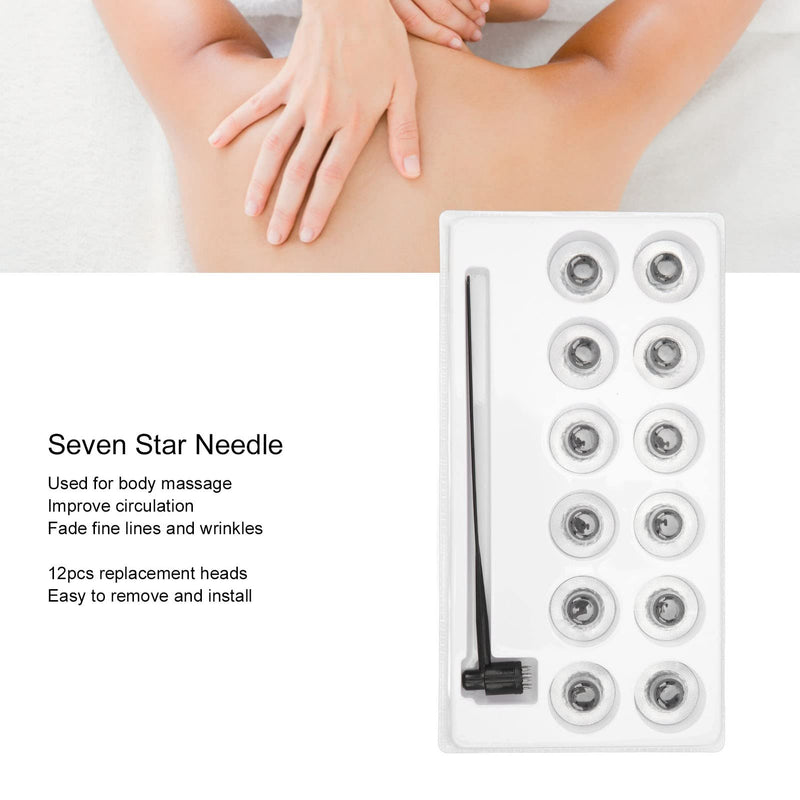 Seven Star Needle Set, Seven Stars Dermal Needle Hammer Set, Seven Star Needle Hammer Plum Blossom Skin Hammer Made of Stainless Steel with 12 Replacement Heads for Hair Loss, Medical Physiotherapy