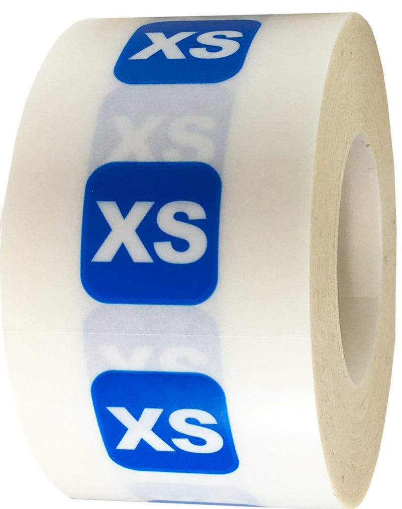 XS-XXL Clothing Size Strip Labels for Retail Apparel 1.25 x 5 Inch 1 Roll Per Size 125 Adhesive Stickers Per Roll 750 Adhesive Stickers Bulk Pack