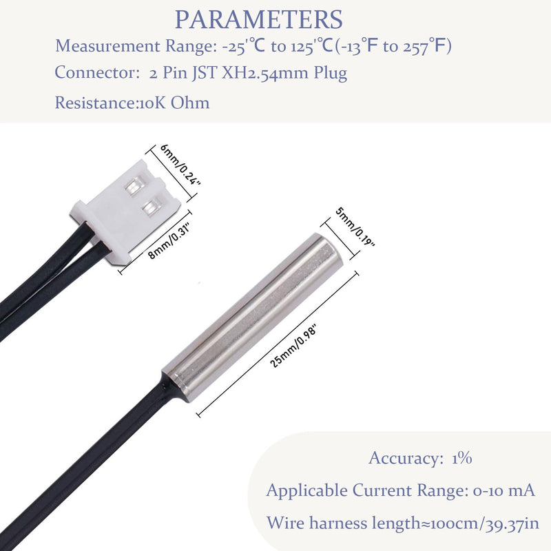 [Australia - AusPower] - 10K Temperature Sensor Probe, Waterproof Temp Sensor Probe -1 Meter 5pcs, Stainless Steel 3950 NTC Temp Sensor Probe, Digital Temperature Transmitter Extension Cable-5PCS 