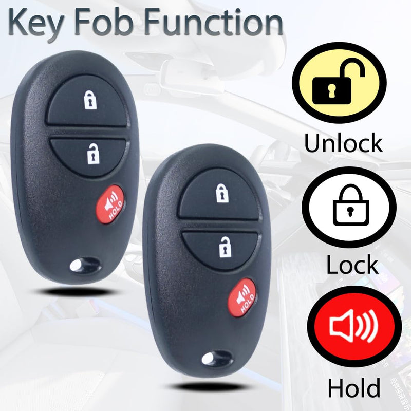 [Australia - AusPower] - Key Fob Keyless Entry Fits for Toyota 2007-2017 Tundra /2005-2016 Tacoma / 2008-2013 Highlander / 2004-2015 Sienna /2008-2016 Sequoia Remote Control Replacement GQ43VT20T 89742-AE010 3 Buttons 