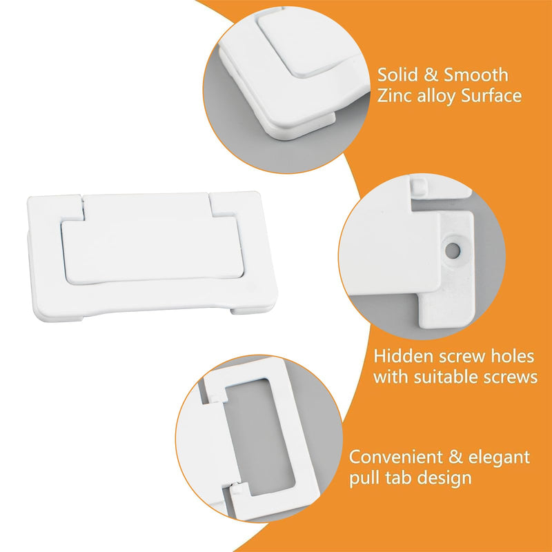 MOROBOR 8 Pack Doors Drawer Handle Flush Ring Hidden Pull Handles, Zinc Alloy Cabinet Drawer Pull Handle for Cabinets, Closets, Drawers/Warm White Warm White-8PCS